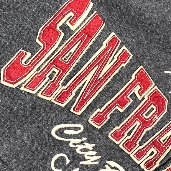 San Francisco full zip grey applique hoodie M - Picture 2 of 8
